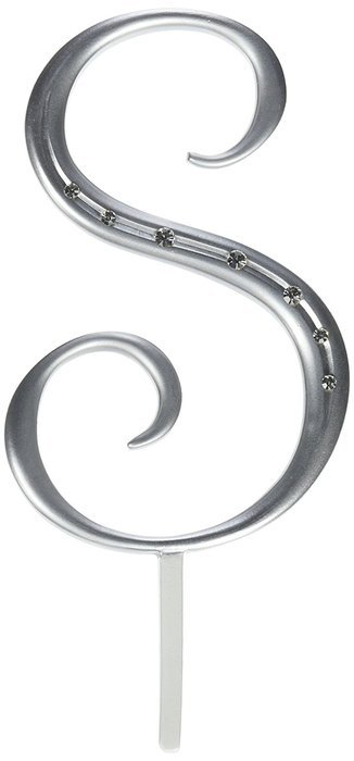Lillian Rose 4.5-Inch Rhinestone, Large, Monogrammed Letter S, Silver