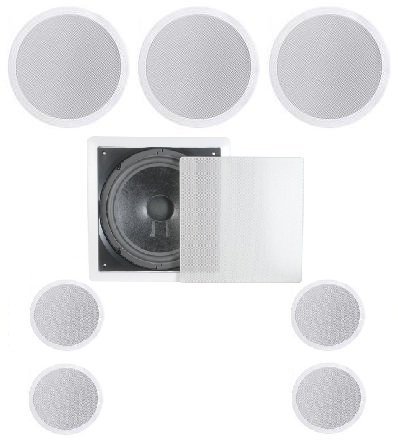 7.1 Home Theater Flush Ceiling Speaker Package- Two Ceiling 6.5" 2-way Speakers, One Ceiling 6.5" 2-way Center...