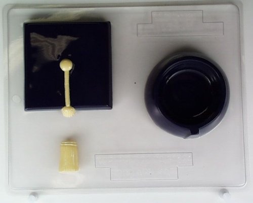 Round box w/grad. cap & tassel top G007 Graduation Chocolate Candy Mold