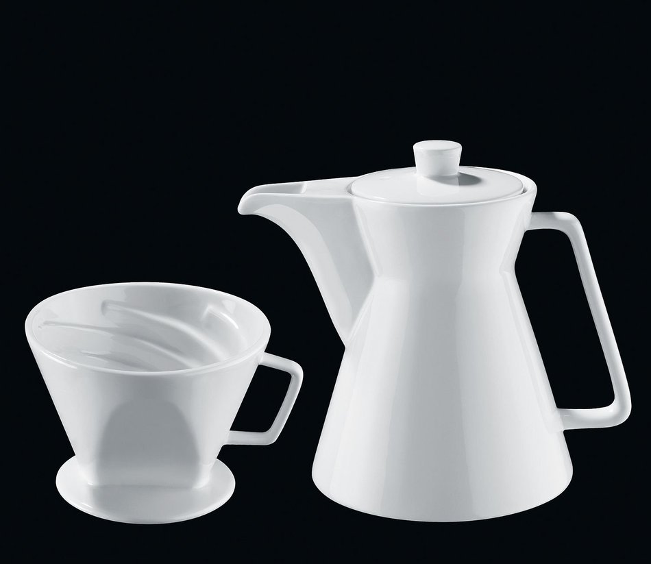 Cilio Premium Vienna Akantus White Porcelain 1l Coffee Pot & 4 Cup Filter Holder