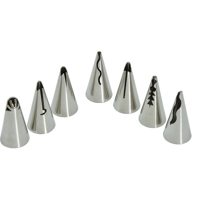 NATUREBELLE Korean Piping Nozzles Tips Icing Tips Set 7 Pieces Cake Decorating Supplies with One Coupler One Pastry... N3