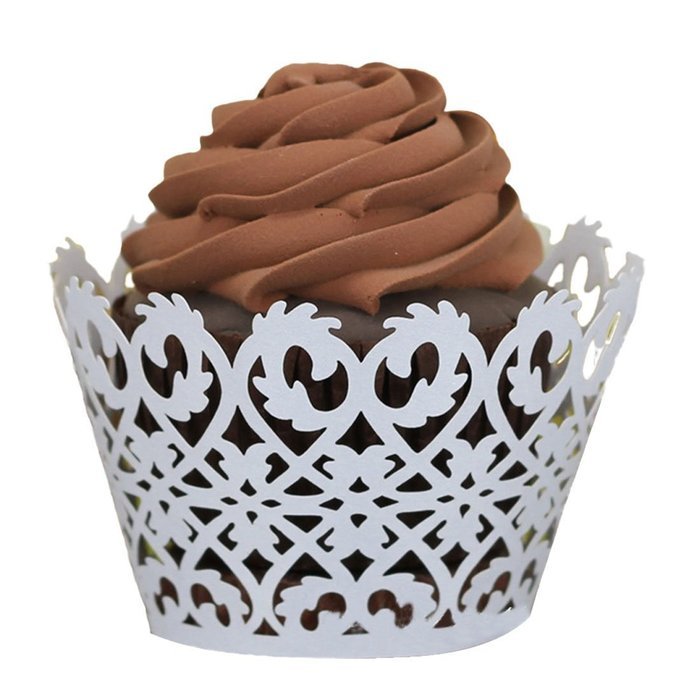 Voberry 50pc New! Little Vine Lace Cut Cupcake Wrapper Liner Baking Cup Muffin (Blue) N3