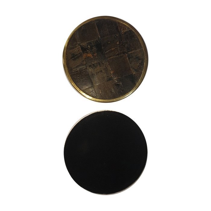Rounded Pure Brass around Coasters & Water Buffalo Horn Inlay Coasters Unique Designer Handicraft Gift Set ( 4... N3