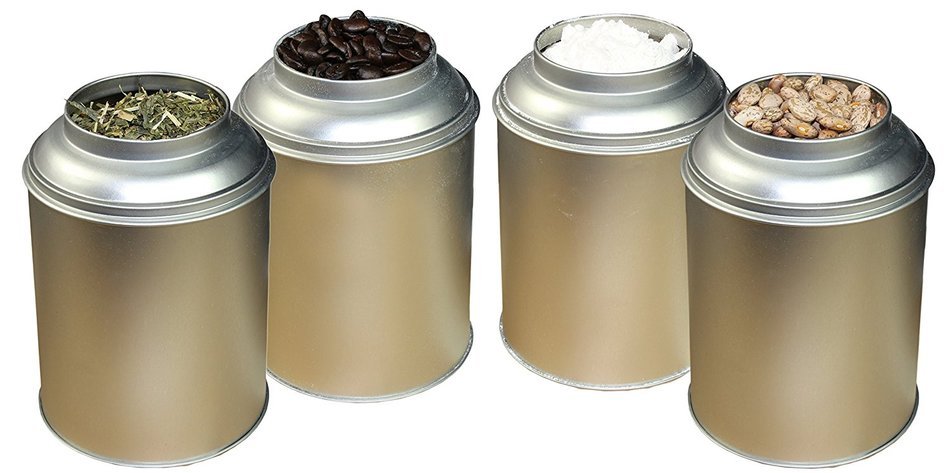4-Pack Tea Storage Tins, Large Tea Storage Tins with Stay Fresh Double Lids (Set of 4) N4