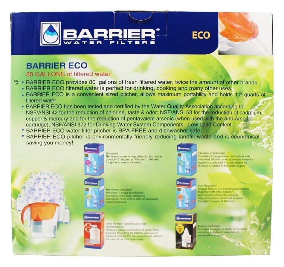 Barrier Eco (1.2L) Water Filter Pitcher, Amber N4
