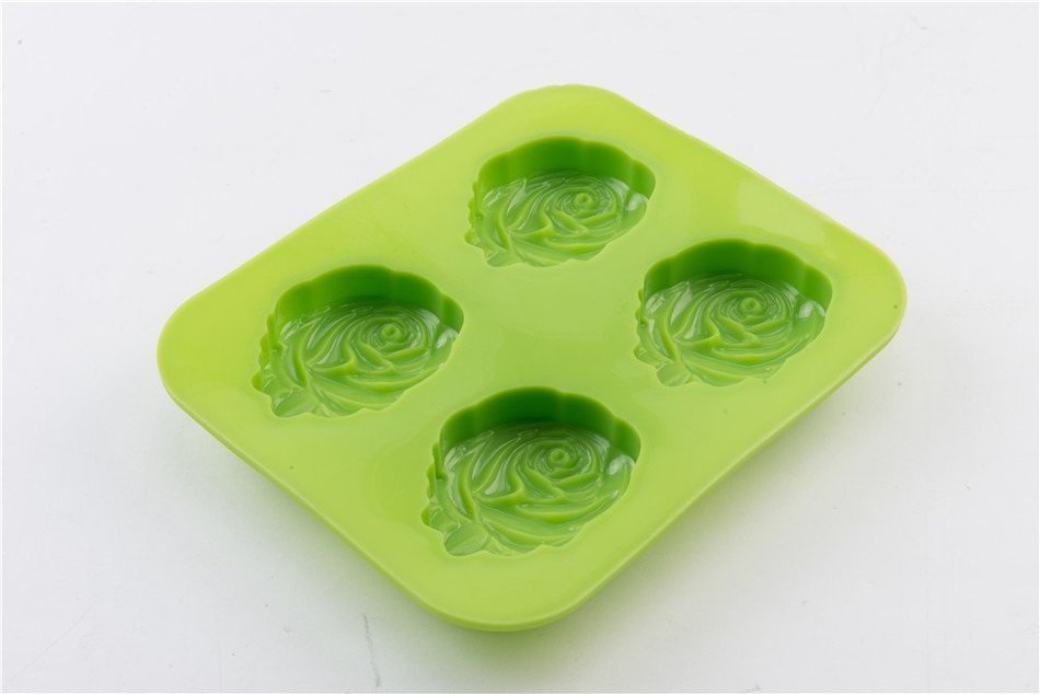 4 Cavity Handmade DIY Rose Shape Soap Mold DIY Soap Making Supply N4