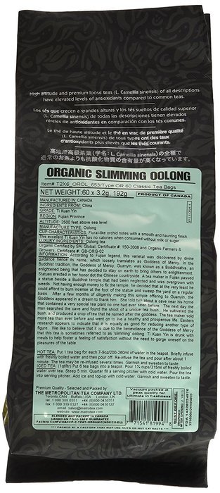 Metropolitan Tea 60 Count Classic Teabags, Slimming Oolong N5