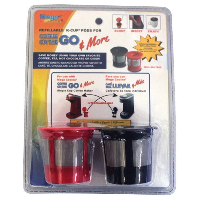 Mega Cocina Refillable K-cup Pods, Red/Black N3
