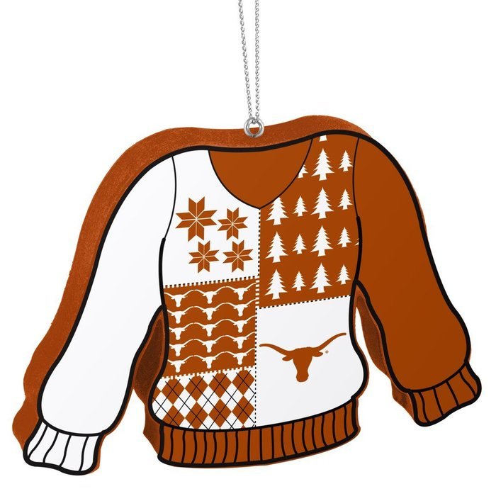 NCAA Texas Longhorns Metal License Plate Christmas Ornament Foam Ugly Sweater Bundle 2 Pack By Forever Collectibles N3