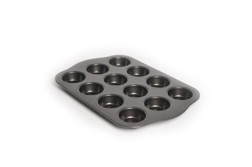 Chloe's Kitchen 201-213 12-Cavity Non-Stick Muffin Pan, Dark Grey