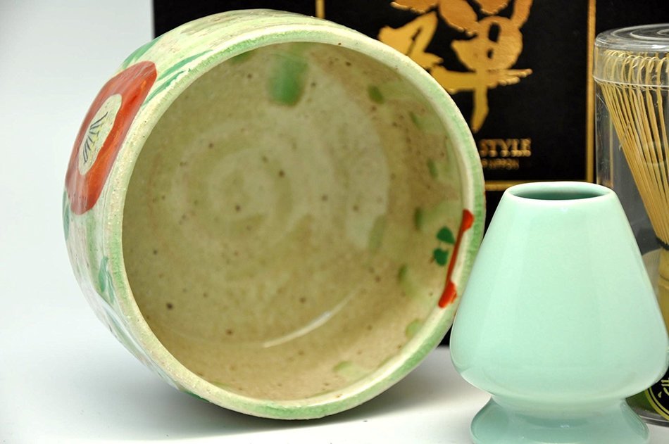 Japanese Mino Yaki ware Matcha Bowl And Tea Ceremony Set Green Tea 12.3 / 12.3 / 7.2cm (4.8 / 4.8 / 2.8inch)[7441] N5