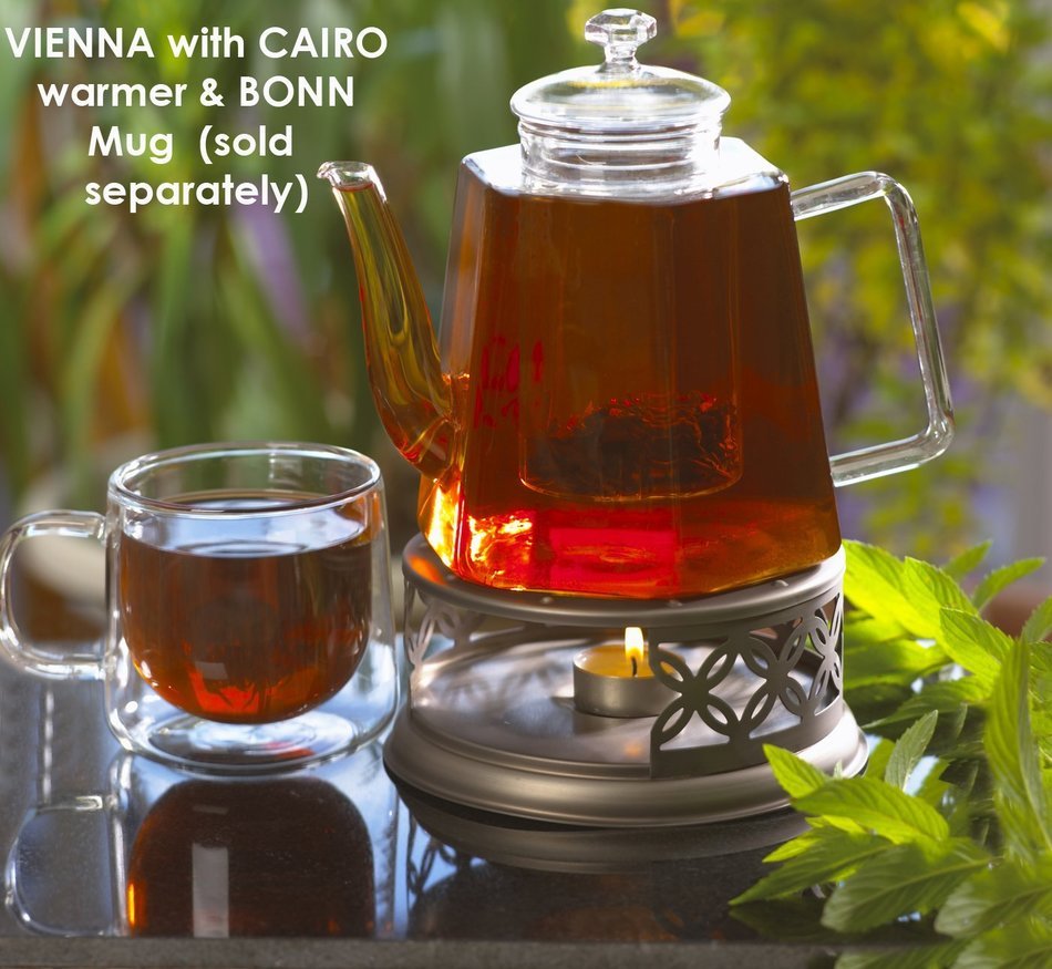 GROSCHE Cairo Premium Teapot Warmer with tea lite candle. For glass teapot and other heatproof dish warming use. N5