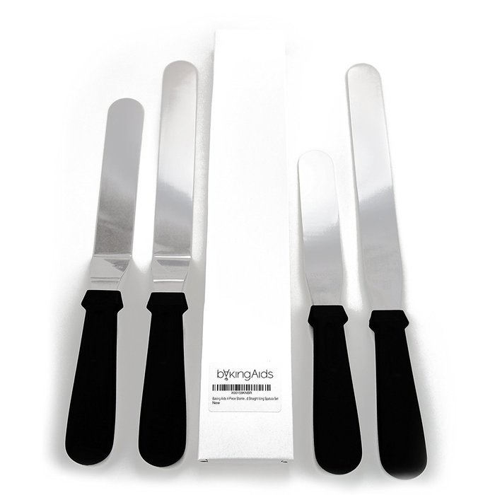 Professional 4-Piece Set of Offset & Straight Stainless Steel Icing Spatulas - Perfect for Decorating Cakes, Pastries... N2