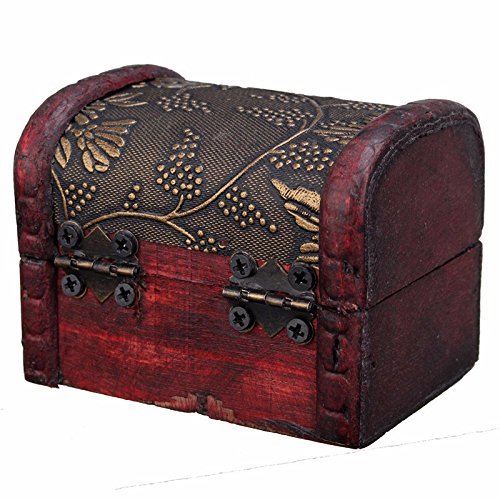 Mini Plywood Vintage Treasure Jewelry Storage Lock Box Case Suitcase Container Decorative N3