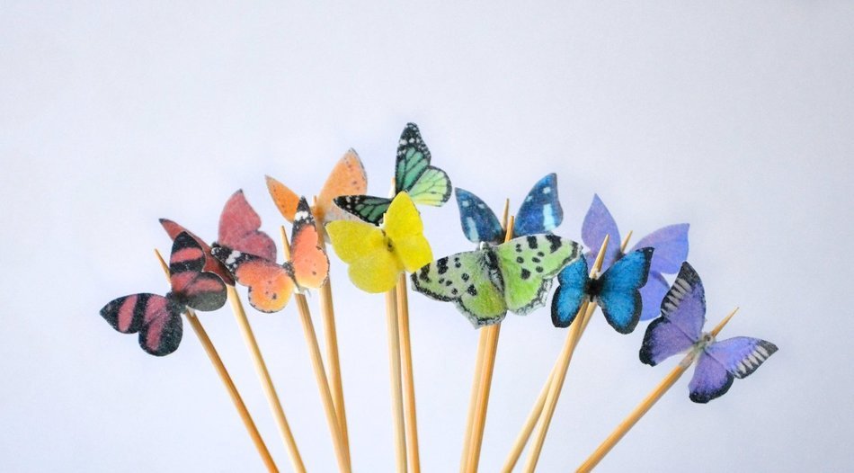 Edible Butterflies &copy; - Mini Assorted Rainbow Set of 48 - Cake and Cupcake Toppers, Decoration N2