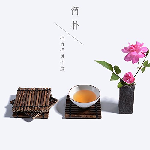 CCWY Bamboo Zen style hand-knitted bamboo teapot Tea Cup coaster mats non-slip insulation pad bamboo tea zero... N4