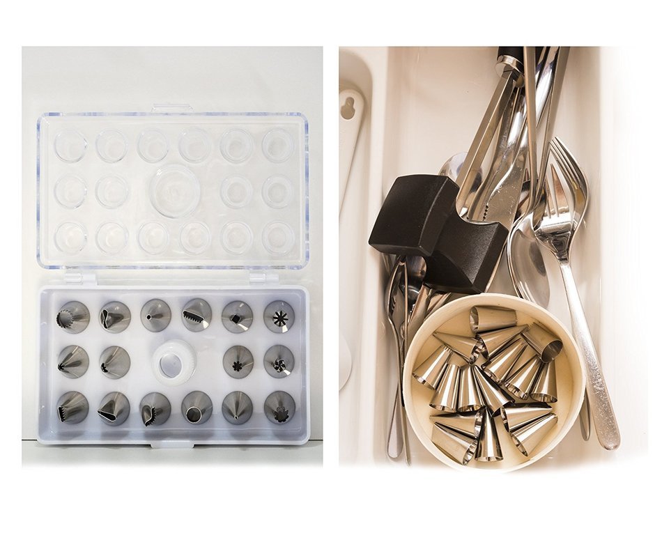 18-Piece Cake Decorating Supplies Tip Set - Includes 16 Stainless Steel Nozzles, Reusable Coupler, Flower Nail... N7