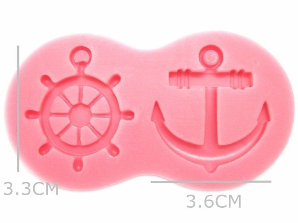 UniqueCookieCutters - Marine Anchor Rudder Ship Wheel Silicone Fondant Clay Candy Chocolate Jewelry Cake Decorating...