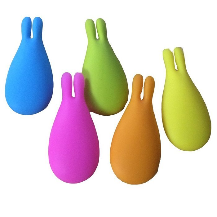 Amgate Rabbit-shaped Silicone Tea Bag Holder for Cup Mug Set of 5 Multi-colored