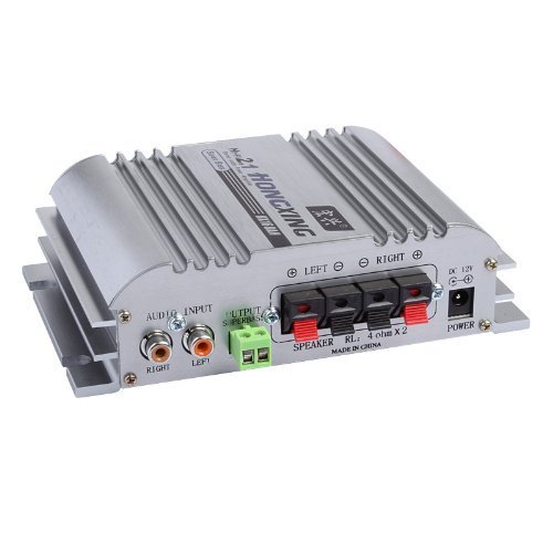 HONGXING AX-4 Hi-Fi 2.1CH Stereo Audio Amplifier AMP Super Bass HX-168A with AC Power Adapter Sliver N5