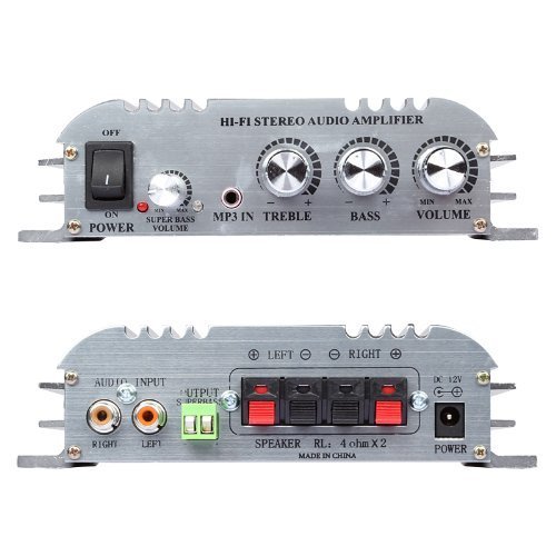 HONGXING AX-4 Hi-Fi 2.1CH Stereo Audio Amplifier AMP Super Bass HX-168A with AC Power Adapter Sliver N7
