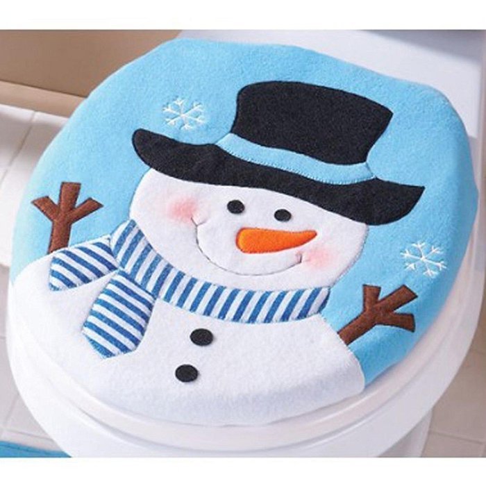 Christmas Decor,Morecome Happy Christmas snowman Toilet Seat and Tank Cover Set N3