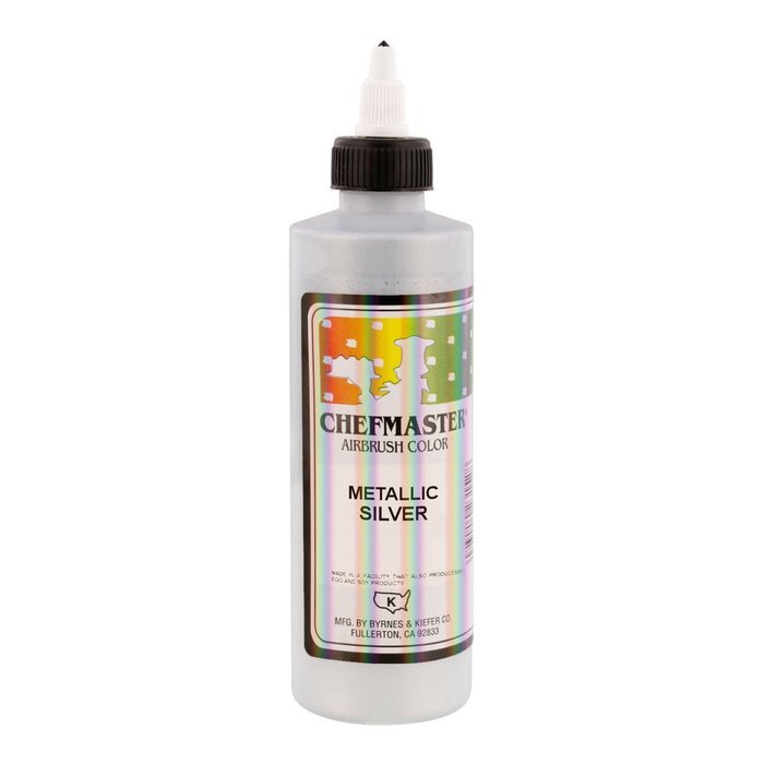Chefmaster by US Cake Supply 9-Ounce Airbrush Cake Food Color Metallic Silver