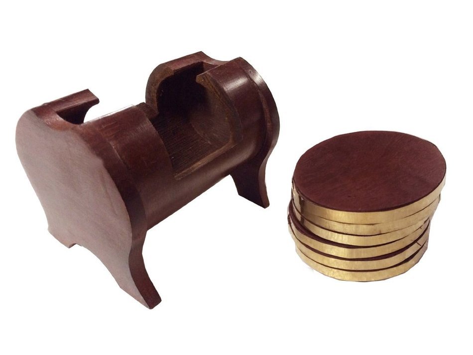 Wooden Drink Coasters Set of 6 in a Round Fish Shape Holder,glass coaster set, round coasters for drinks,Thanks...