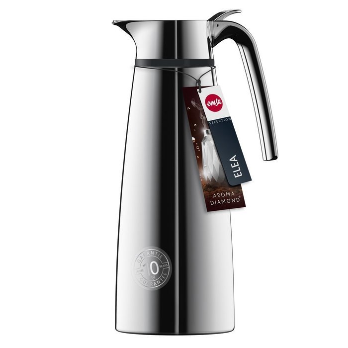 Emsa Elea Double Walled Vacuum Insulated Thermal Carafe, 33.82 oz, Silver N4