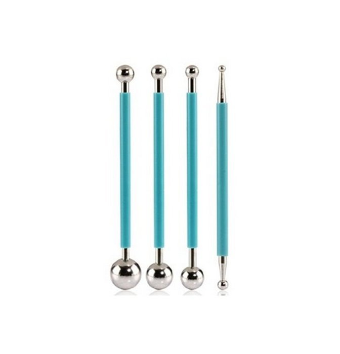 SNW 4-Piece Stainless Steel Dual Head DIY Fondant Cake Decorating Flower Molding Tool Set N3