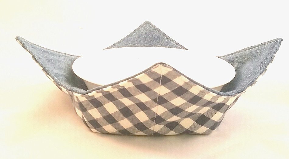 Microwave Bowl Cozy Denim/ Soldier Blue Gingham 3 pc. Set N5