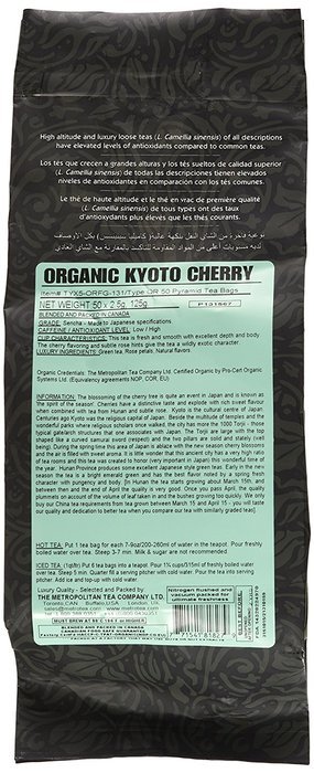 Metropolitan Tea 50 Count Pyramid Shaped Teabags, Kyoto Cherry