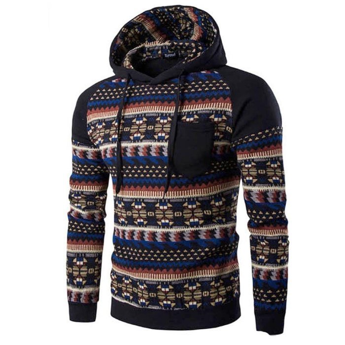 Men's Outwear,Laimeng Cotton Retro Long Sleeve Hoodie Hooded Sweatshirt Tops Jacket Coat Outwear (XXL, Black) N7