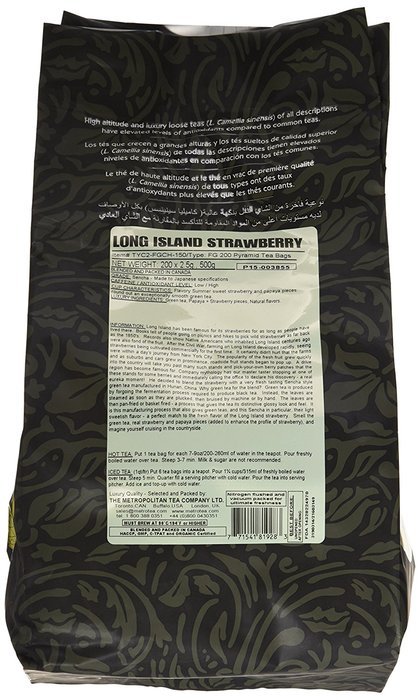 Metropolitan Tea 200 Count Pyramid Shaped Teabags, Long Island Strawberry N3