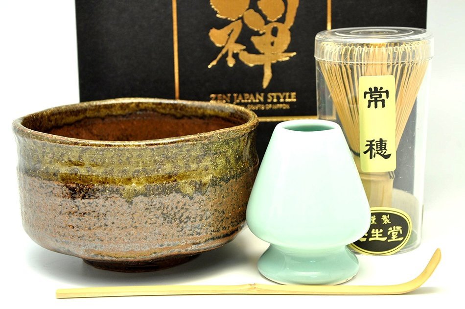 Japanese Mino Yaki ware Matcha Bowl And Tea Ceremony Set Green Tea 12.3 / 12.3 / 7.2cm (4.8 / 4.8 / 2.8inch)[7435]