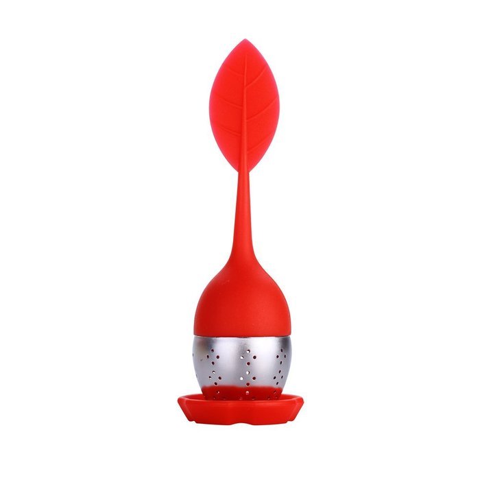 Orange Silicone Loose Leaf Tea Infuser Strainer Filter With Drip Tray N5