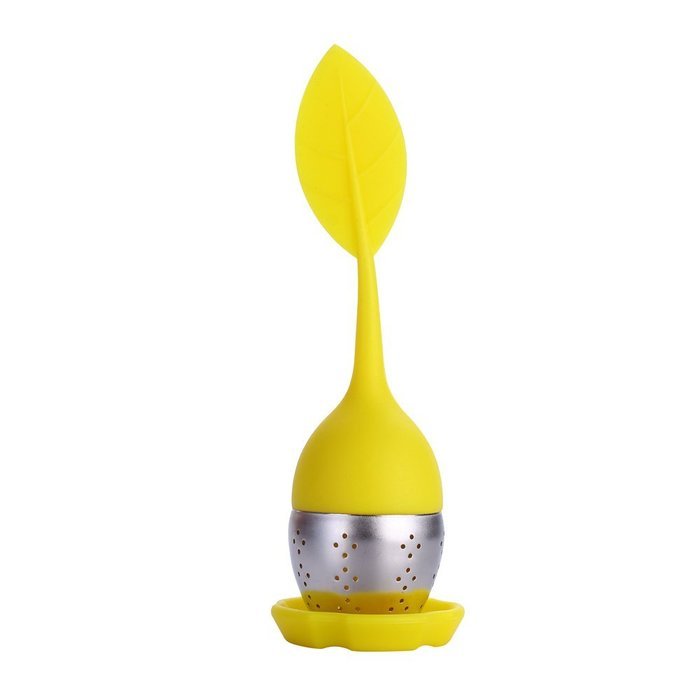 Orange Silicone Loose Leaf Tea Infuser Strainer Filter With Drip Tray N6