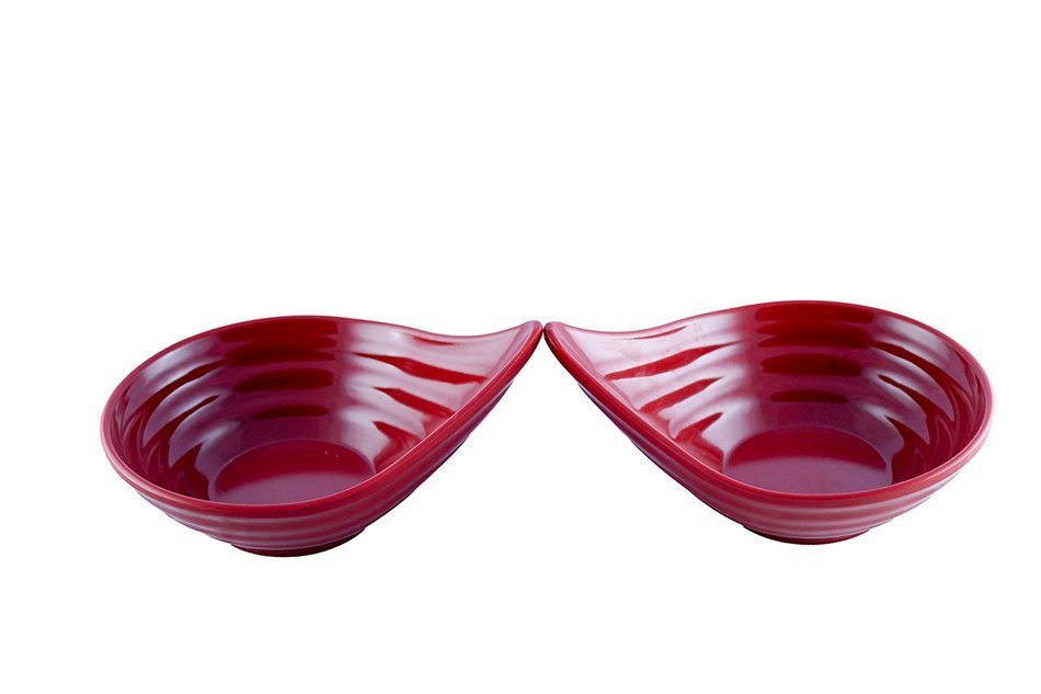Melamine Bowl Asian Sauce Dipping Dishes, Set 2 (Red)
