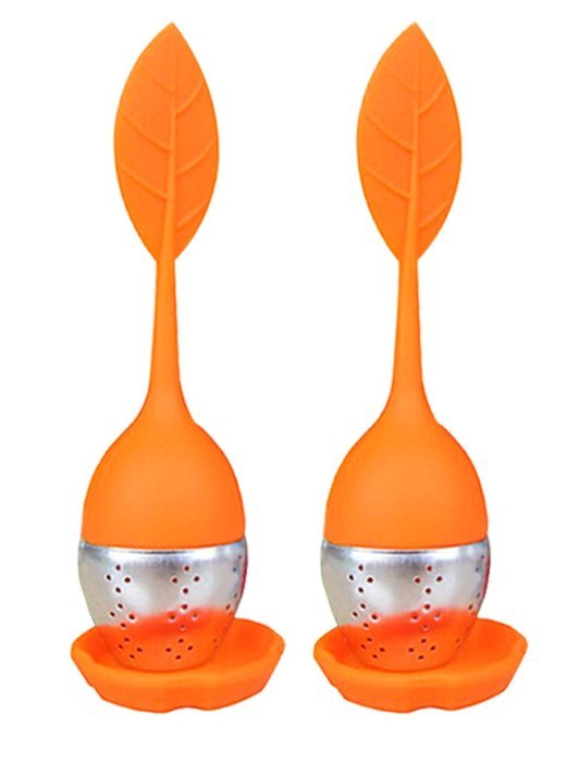 Olens Set of 4 Silicone Handle Stainless Steel Strainer Drip Tray Included - Loose Tea Steeper Filter (Set of... N9