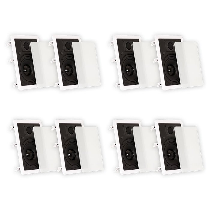 Theater Solutions TS65W In Wall 6.5" Speakers Surround Sound Home Theater 4 Pair Pack