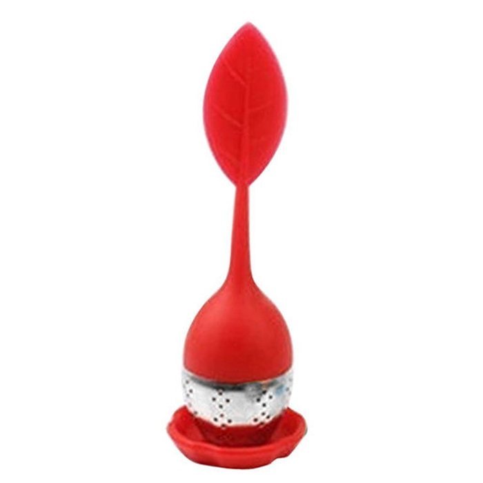 Cute Silicone Stainless Steel Leaf Tea Strainer Teaspoon Infuser Spice Filter N4