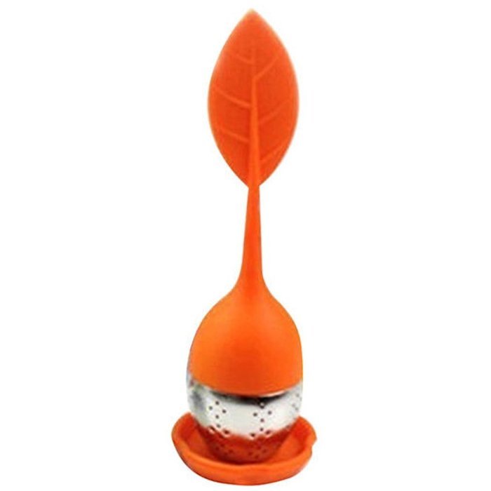 Cute Silicone Stainless Steel Leaf Tea Strainer Teaspoon Infuser Spice Filter N5