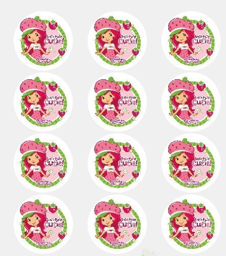 Twelve 2" Strawberry Shortcake Edible Cupcake Images Toppers Decorations
