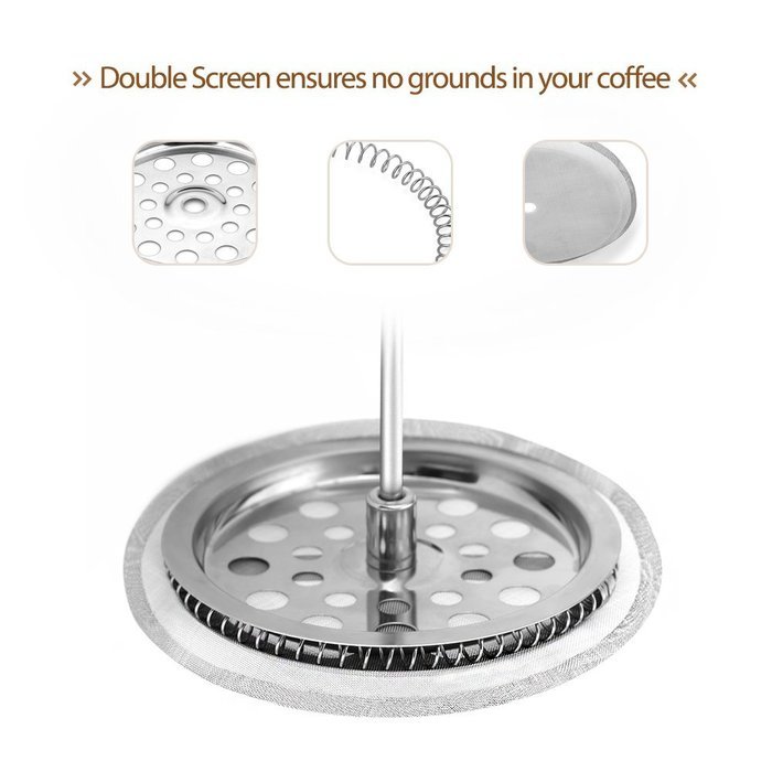 Homitt 34oz French Press Coffee Maker & Tea Maker (8-Cups) with 3 Extra Replacement Screen Mesh,1 Stainless Steel... N12