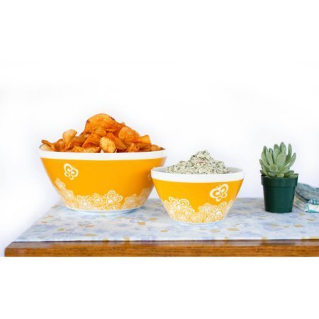 Golden Days, Pyrex Vintage Charm 6-Piece Opal Glass Mixing Bowl Set,