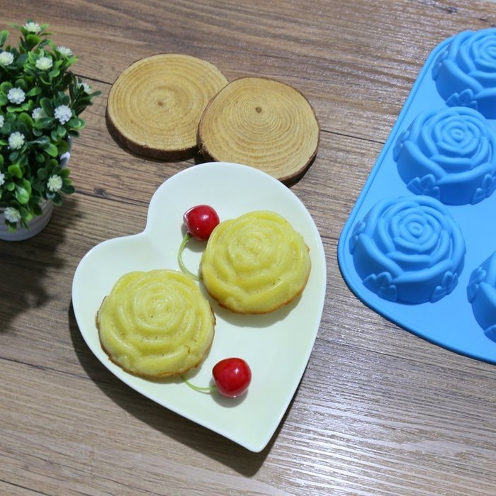 Cake Bread Molds, 2PCS YYP [6 Cavity Rose Shape Mold] Silicone Cake Bread Making Mold for Home Baking - Reusable... N4