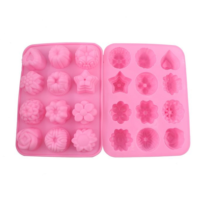 Bestjybt&reg; Set of 2 Flowers Silicone Non Stick Chocolate Mold Soap Mold Cake Bread Mold Jelly Candy Baking Mould N3