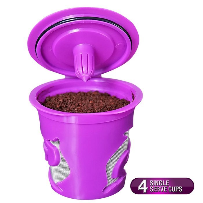 FROZ-CUP 2.0 - 4 Refillable/Reusable K Cups for Keurig 2.0 - K200, K300, K400, K500 Series and all 1.0 Brewers... N6