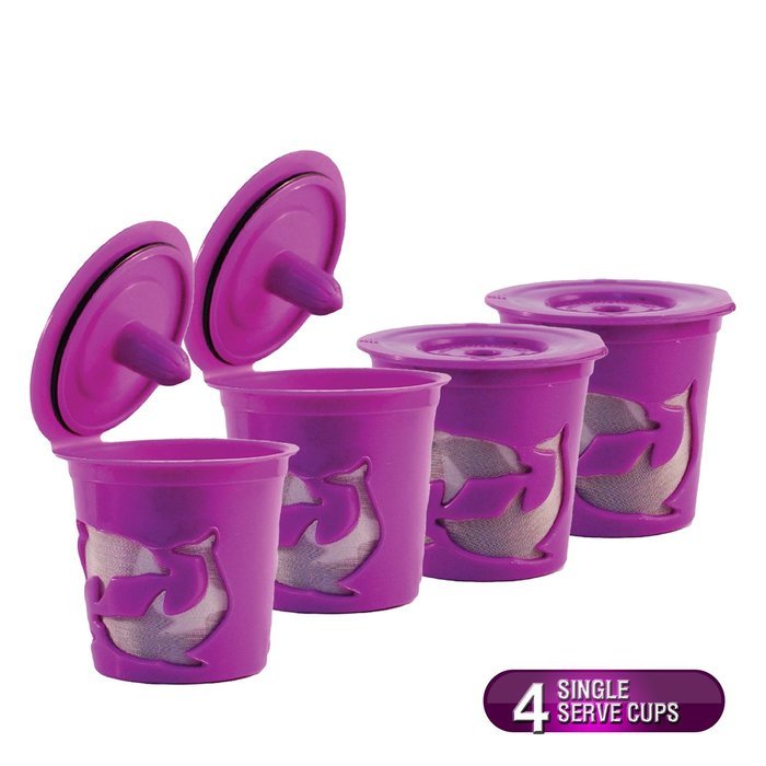 FROZ-CUP 2.0 - 4 Refillable/Reusable K Cups for Keurig 2.0 - K200, K300, K400, K500 Series and all 1.0 Brewers... N7