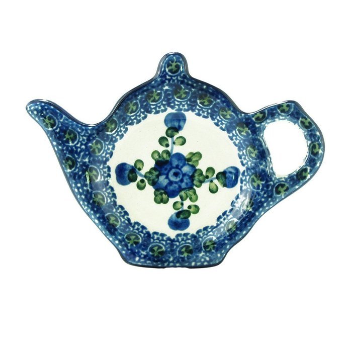 Polish Pottery Teapot Teabag Holder Boleslawiec Poland Traditional Stoneware Pattern 766-163